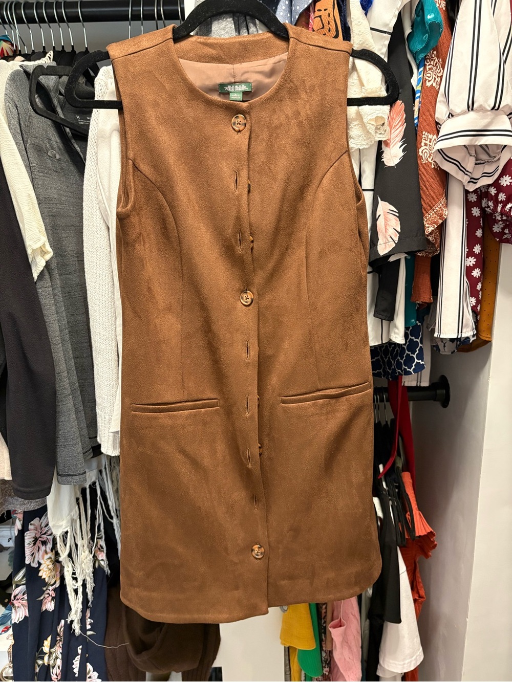 wild fable Brown Faux-Suede Mini Dress
